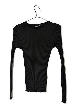 Черный лонгслив в рубчик topshop