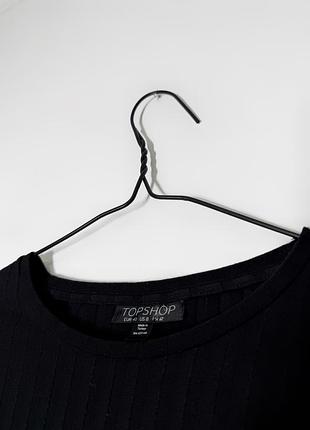 Чорний лонгслив в рубчик topshop 2