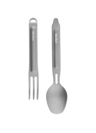 Туристичний набір ложка-виделка nextool titanium tableware set, титан 4
