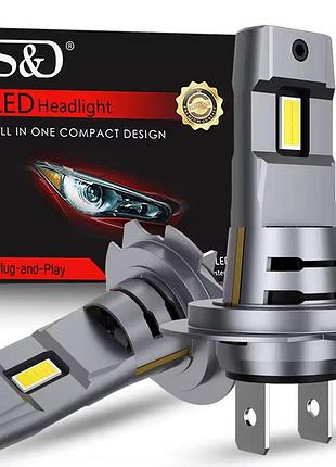 Led автолампы h7 s&d 6000k 20000lm, 12в вместо галогена