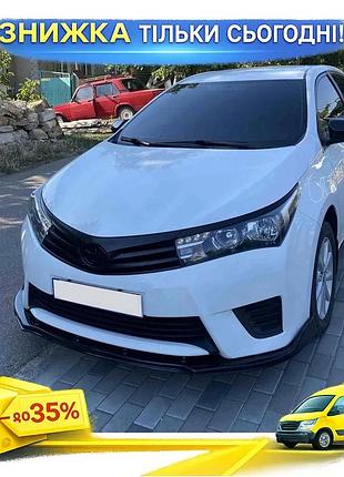 Накладка на передній бампер лип чорна для toyota corolla 2013-2019 захист від пошкоджень обважування ku-22
