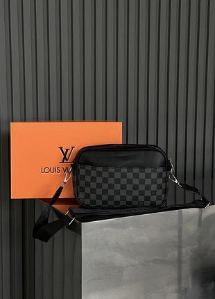 Чоловіча сумка месенджер louis vuitton graham крос боді через плече сірий картатий луї віттон