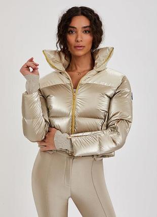 Фірмова пухова куртка  пуховик my sunday ski cropped bomber ski jacket champagne shimmer