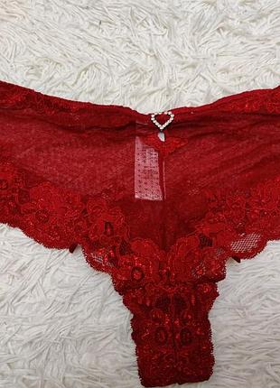 Кружевные трусики хипстер) с сетчатыми вставками)вишневые)h&m