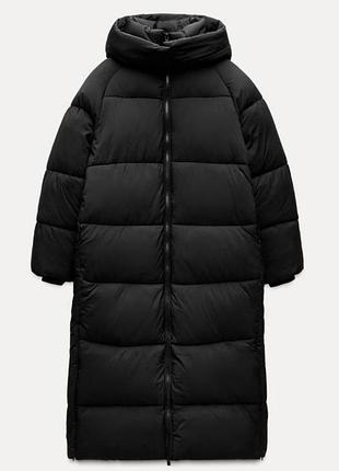 Длинный зимний пуховик zara ветро и водонепроницаемая