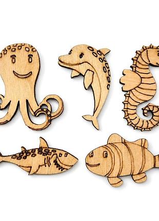 Фігурки для розпису та декорування рибки df-fish-5 фанера, 4 см, 5 шт в наборі