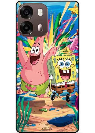 Силіконовий чохол бампер для oppo a6s з картинкою sponge bob губка боб