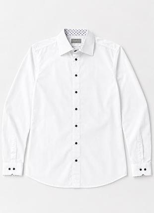 Біла чоловіча бавовняна сорочка maddison slim fit (розмір s / 37-38)