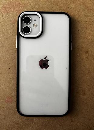 Чохол для iphone 11 прозорий з чорними боками