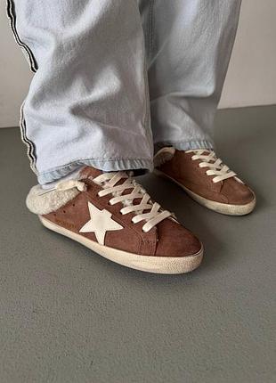 Кросівки golden goose superstar brown suede fur