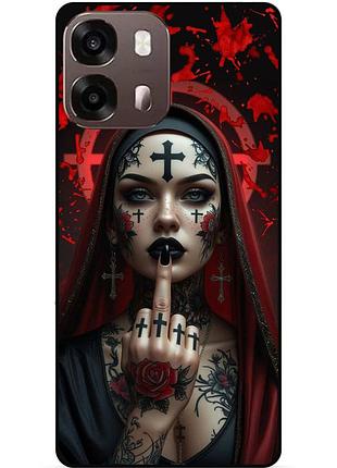 Силиконовый чехол бампер для oppo a6s с рисунком бунтарка монашка