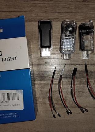 Led подсветка дверей с проекцией для audi, volkswagen, skoda (новый комплект 4 шт)