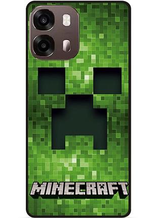 Силиконовый чехол бампер для oppo a6s с рисунком крипер minecraft майнкрафт