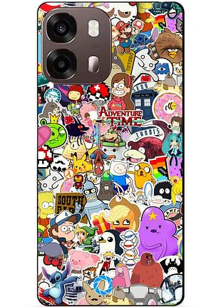 Силиконовый бампер чехол для oppo a6s с рисунком стикеры мультяшки гравити фолз футурама марио