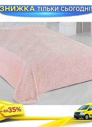 Ku плед велюровый aksu universal fit 220х240 см розовый для дома и дачи уютное покрывало для сна и отд uni2l_k