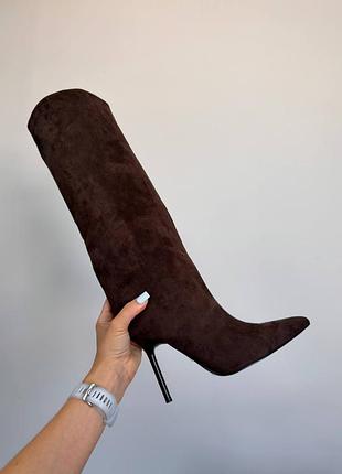 Изящные демисезонные сапоги, экозамша 4