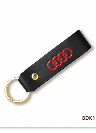 Брелок-петля для авто audi (чёрный, красное тиснение)