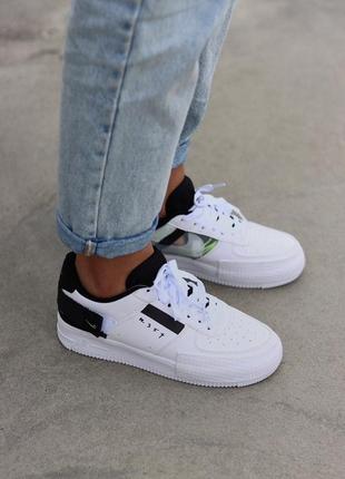 Кроссовки кожа nike air force white black❤, наложенный платёж