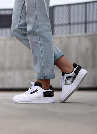 Кроссовки кожа nike air force white black❤, наложенный платёж4 фото