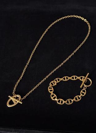 Браслет та підвіска люкс біжутерія позолота 18k