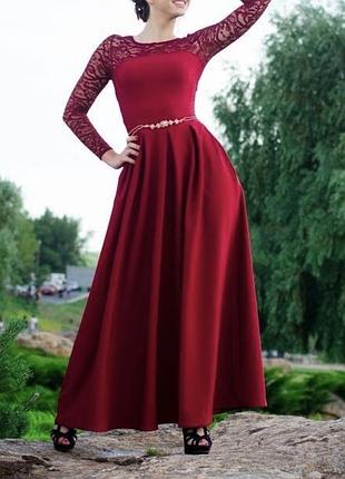 Вечірня довга сукня, бордо, м