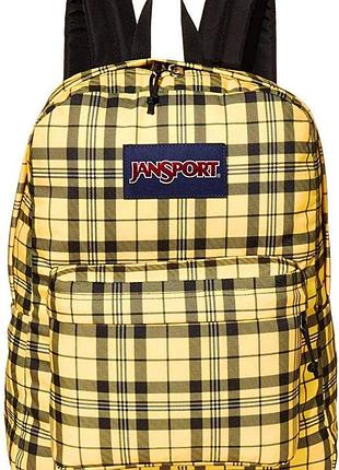 Міський рюкзак 25 л jansport superbreak — жовтий картатий, легкий рюкзак для міста