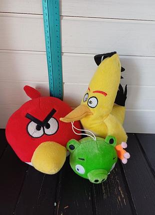 Набор мягких игрушек angry birds красный ред и желтая птица чак зеленая свинка