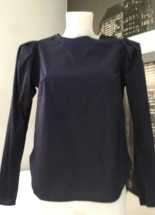 Красива блуза(коттон) з довгими рукавами-ліхтарик,синього кольору🌟🔥💣👸👑розмір: xs-s-m