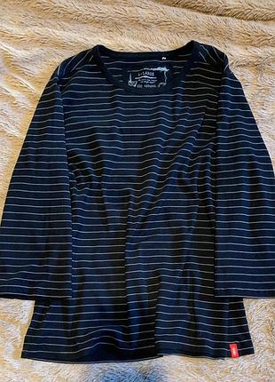 Базовий чорний лонгслив у полоску / кофта в стилі гранж / casual, розмір xl