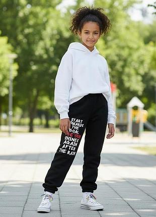 Спортивные штаны shein для девочки-подростка черные с надписью, 11–12 лет