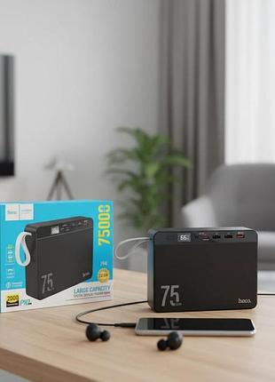 Повербанк hoco overlord повністю сумісний зовнішній акумулятор j94 75000mah |3usb/type-c, pd/qc, 20w/5a| (чорний) пп8196