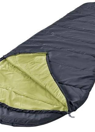Летний спальный мешок rocktrail +13,6 °c черный с салатовым — 220×76 см, 810 г