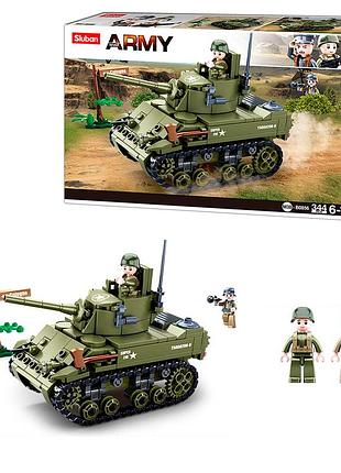 Конструктор sluban army wwii m38-b0856 американський легкий танк m5 stuart, 344 деталі