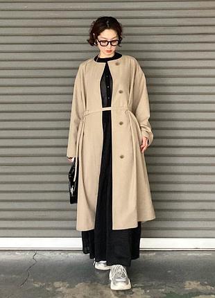 Пальто без воротника uniqlo (483761) 3
