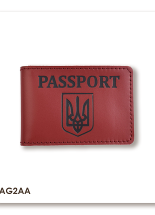 Обложка для id-карты passport с гербом (красная, чёрное тиснение)