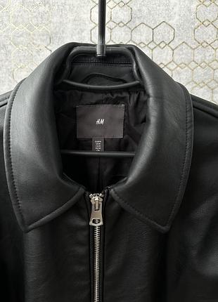 Чоловіча куртка харрінгтон з екошкіри h&m 4