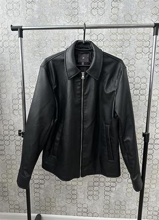 Чоловіча куртка харрінгтон з екошкіри h&m 2