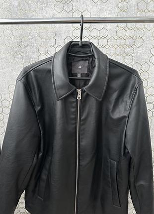 Чоловіча куртка харрінгтон з екошкіри h&m 3