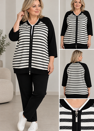 Женский трикотажный бомбер-кардиган plus size