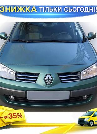 Накладки на решетку carmos для renault megane ii 2004-2006 6 шт хромированные самоклеящиеся для тюнинга ku-22