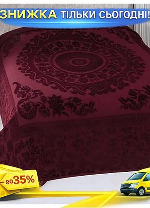 Ku велюровая простынь belizza universal fit odessa bordo 200х220 см махровая для кровати с высоким ком uni2l_k