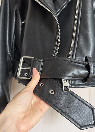 Вкорочена шкіряна куртка zara 3