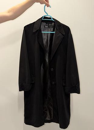 Стильний чорний тренч / пальто оверсайз zara