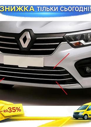 Накладки на решетку бампера 3 шт нержавейка renault kangoo express 2021- гг хромированные защитные накла ku-22