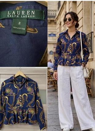 Елегантна бавовняна сорочка блуза з баскою lauren ralph lauren у жокейському стилі