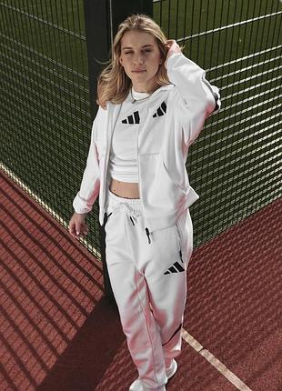 Спортивний костюм жіночий зіпка та джогери adidas z.n.e. білий