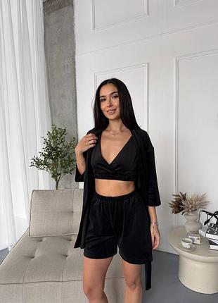 ✔️хит продаж ✔️костюм ✨тройка:
халат, топ, шорти. 5