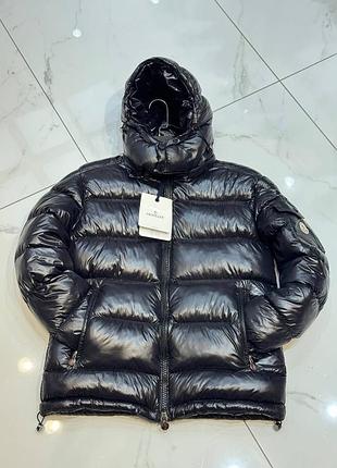 Куртка пуховик moncler black glossy 3