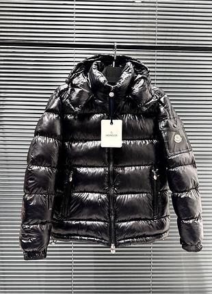 Куртка пуховик moncler black glossy 2