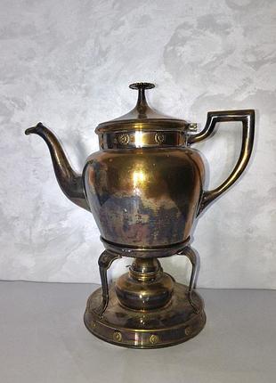 Антикварна бульотка (чайник з пальником), посріблення, клеймо еneret/ siral (740 гр.)